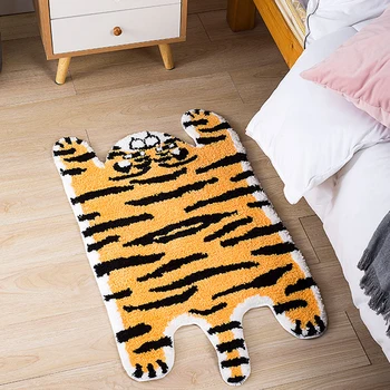 Забавен тигрови калъф за всекидневната, постелки за спални с с анимационни тигър, нескользящий нощни подложка за детска стая, впитывающий подложка за баня