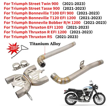 Изпускателна Титановая Каталитическая Тръба Moto За Triumph Street Speed Twin 900 Bonneville Bobber Thruxton R Speedmaster T100 T120 1200