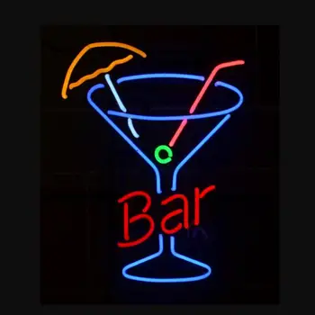 Изработена по поръчка бар за чаша, чаша за мартини, неонова светлинна табела бира на бара