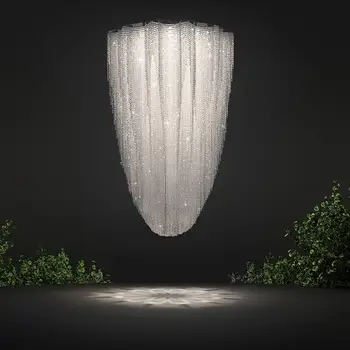 Изработена по поръчка на луксозен кристален полилей с подсветка K9 Cristal за проекта за осветление на хола с висок таван и лобито на хотела