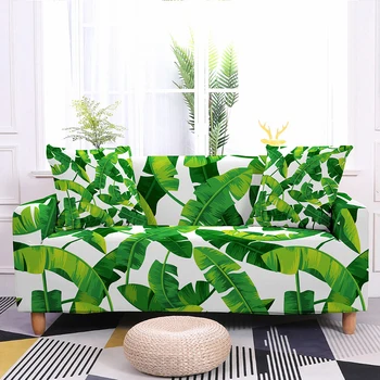 Калъф за диван с тропически листа, зелени растения, моющийся калъф за дивана, гъвкави калъфи за мека мебел, протектор за декор хол, банкет, парти