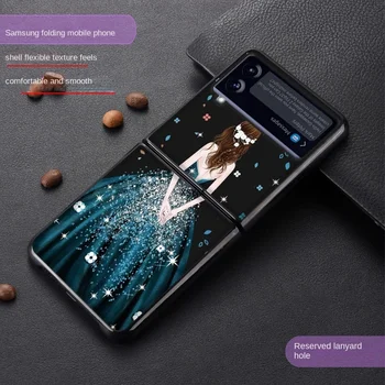 Калъф за мобилен телефон Samsung Galaxy Z Flip 3 5g, кожен устойчив на удари калъф с шарките на момичета за Z Flip 3