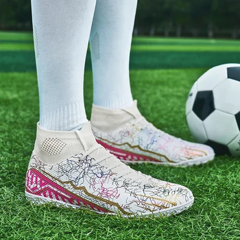 Качествена нескользящая футболни обувки за футзала в насипно състояние, футболни обувки Messi, обувки Sociaty Chuteira Campo, спортни дамски маратонки TF/AG