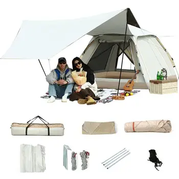 Кемпинговая палатка с бързото автоматично отваряне, автоматично настройване на съоръжения на открито, Солнцезащитная палатка за плаж, Куполна палатка за 4 човека, семейно подслон