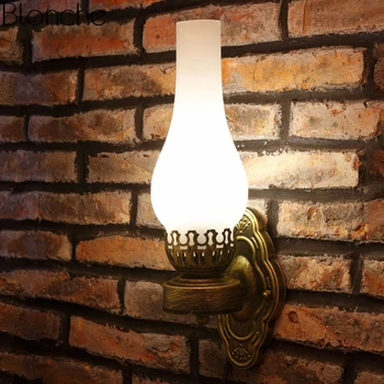 Китайският Стил на Реколтата, Стъклени Стенни Лампи Керосин Лампа Led Таван Индустриален Декор Стенни Аплици, Лампа за Дома В Закрито Спалня