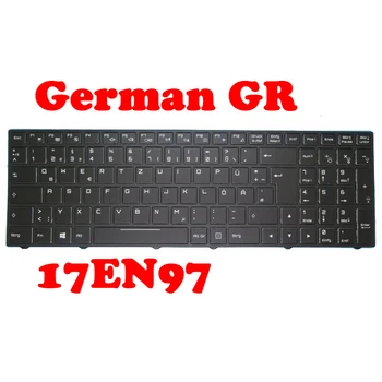 Клавиатура за лаптоп с подсветка US / GR за SKIKK 17EN97 с рамка, нова черна, САЩ/Германия