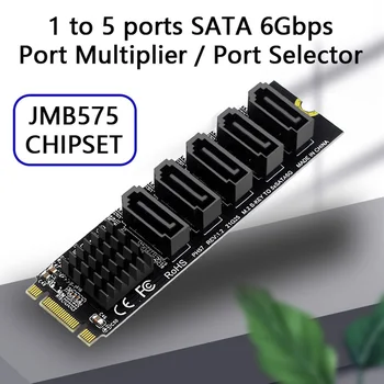 Ключ NGFF B + M до JMB575 2280 SATA 3.0 порт на конвертор 6 Gbit/s, адаптер за 5 пристанища