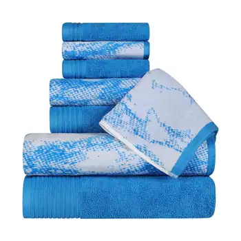 Комплект кърпи от памук с висока попиваща способност от 8 теми с ефект на мрамор, Синьо, от Travel wipes Турското кърпа Toalla oara puscina para n