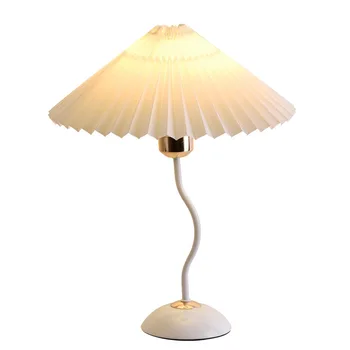Корейската регулируема плиссированная настолна лампа за спални, прикроватной нощни шкафчета, всекидневна, нощен чадър, лампи за четене, led E27, украса на масата