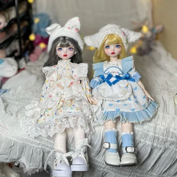 Кукла BJD 1/6 Пълен комплект с модни дрехи и мек перука 30 см, разноцветни очи, сладък грим, шарнирная кукла за момичета, подарък играчка