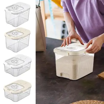 Кутия за съхранение на ориз Прозрачен контейнер за сухи продукти, защитени от насекоми и влага Контейнер за съхранение на ориз, мерителна чашка за соеви зърна