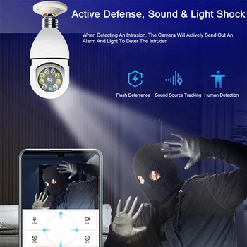 Лампа 1080P Камера за нощно виждане камера за сигурност видеорекордер E27