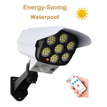лампа с дистанционно слънчев сензор за движение, фалшива камера с захранван от манекена, висока имитация, мигащ led червена светлина, външен монитор, водоустойчив Surv