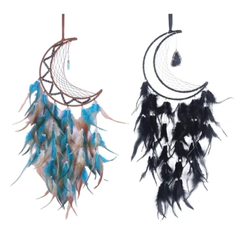 Ловци на сънища в индийски стил Лунните вятърни пръстени Стенен украшение Ловци на сънища от пера