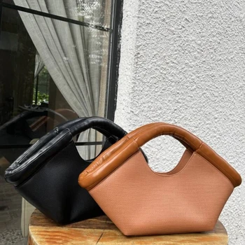 Луксозен дизайнерски дамски веерообразная чанта-тоут, однотонная чанта на рамото, висококачествена чанта с мека дръжка, женствена чанта 2023