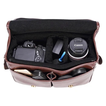 Луксозен стилен модерен калъф от изкуствена кожа в ретро стил, чанта, водоустойчива чанта-месинджър чанта за slr Canon, Nikon, Sony