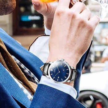 Луксозни мъжки часовник LOBINNI от неръждаема стомана с автоматично управление Модни индивидуални водоустойчив творчески водоустойчиви часовници