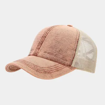 Лятна памучен однотонная шапка с дишаща мрежа, бейзболна шапка, регулируеми външни бейзболни шапки за мъже и жени 159