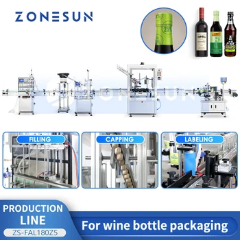 Машина за бутилиране на алкохол ZONESUN, Укупорочная Машина, Свиване филм за капсули от PVC, Этикетировщик, Опаковки за алкохолни напитки ZS-FAL180Z5