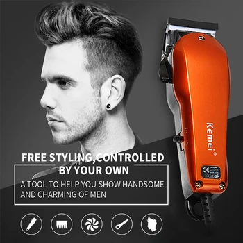 Машина за подстригване на коса Kemei Регулируема професионални фризьорски салон мощна жичен машина за подстригване на коса за мъже Домашна машина за подстригване на коса F30