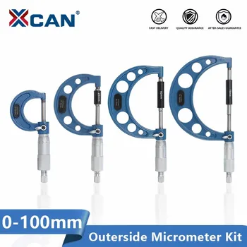 Микрометър XCAN със стоманена външния микрометром 4шт 0-25/50/75/ точност 100 мм, инструмент за измерване на външния диаметър 0,01 мм