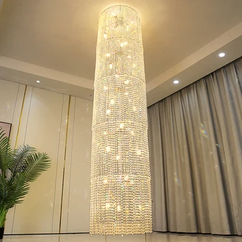 Многопластова модерна кристален полилей, led лампа AC110V 220v, осветителни тела за осветление на дълга стълба, плафон в лобито на хотела
