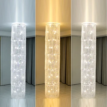 Многопластова модерна кристален полилей, led лампа AC110V 220v, осветителни тела за осветление на дълга стълба, плафон в лобито на хотела