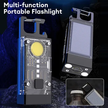 Многофункционален портативен COB led фенерче с щипка брелоком, USB акумулаторни работни светлини, уличен фенер за риболов, къмпинг, мини