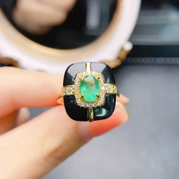 Модерен пръстен с естествен изумруд размер от 5 * 7 мм за жени, проба 925 сребърни пръстени за сватбени партита, изискани бижута, подарък за фестивала