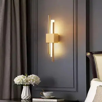 Модерен стенен лампа в скандинавски стил, стилно златно метално халба бира е 50 см, акрилни тръби, led лампа за дневна, монтиран на стената лампа за четене в коридора