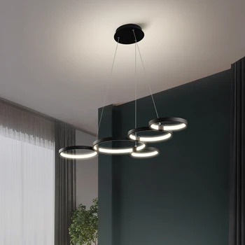 Модерна led полилей, Висящ лампа черен цвят Модерна led полилей с регулируема яркост за хол трапезария кухня Žyrandol
