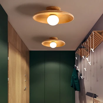 Модерна дървена led тавана лампа, окачена лампа, подвесная таванна полилей за коридор, тераси, осветление на влизане в спалнята
