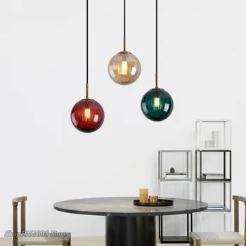 Модерни led висящи лампи с волнообразным стъклена топка, висящи лампи, осветителни тела, спалня, кухня, окачен лампа, декор за хола в скандинавски стил