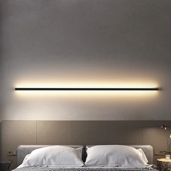 Модерни led осветление стена от черно, златно, бяло на цвят, с дълга ивица от метал, затемняющий превключвател за спалня, нощни стенни лампи, лампа за дневна, лампа за баня