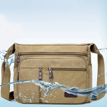 Мъжка чанта-месинджър, многопластова холщовая чанта през рамо за мъже, за отдих на открито, бизнес чанти в ретро стил с цип