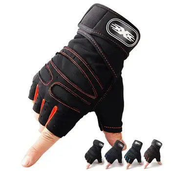Мъжки ръкавици за практикуване на вдигане на тежести, бодибилдинг, фитнес, ръкавици без пръсти, велосипедни ръкавици на половината от палеца, нескользящая подкрепа на китките