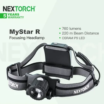 Налобный фенер Nextorch MyStar R, 760/600 Лумена, Мощно led Фенерче, Въртящи се на 360 °, С възможност за мащабиране, за риболов, къмпинг, търсене