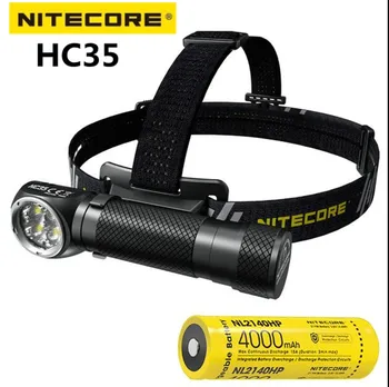 Налобный фенер NITECORE HC35 2700 лумена високопроизводителния L-образна фаровете XP-G3 S3 със светодиоди USB акумулаторна Лампа с батерия 21700