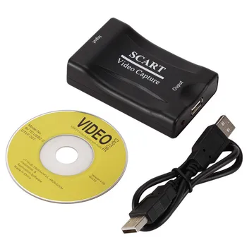 Нов 1080P Scart В HDMI Видео Аудио Скъп Конвертор Адаптер AV Сигнала HD Приемник TV DVD С Кабел за захранване на dc за PS4 DVD