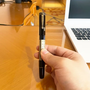 Нова Луксозна Класическа Черна Химикалка писалка с Фонтан, Изключителна за Мъже и # 39; Жени; висок клас студентски бизнес офис химикалка за подпис, златни