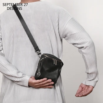 Нова мода мъжки мини чанта от естествена кожа, луксозна овча кожа, унисекс, прости чанти-незабавни посланици през рамо, малка чанта за съхранение телефон