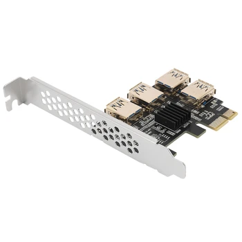 Нова такса адаптер, Pcie Странично с 4 порта PCI-E 1X 4 USB 3.0 PCI-E Rabbet GPU Странично Продължавам Ethereum ETH/Monero XMR/Zcash ZEC 16X