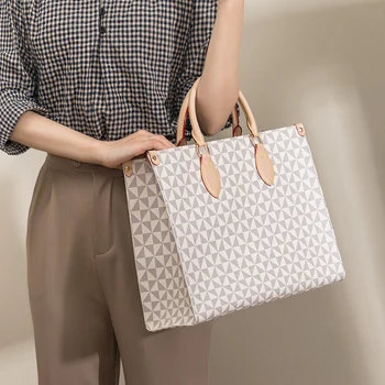 Нови дамски чанти с тотализатором през рамо, луксозни дизайнерски кожени модни реколта чанти за пазаруване, големи дамски чанти