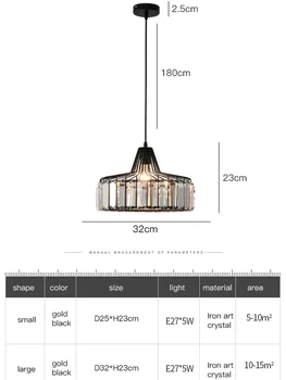 Окачен лампа Nordic LED за кухня, островен трапезария, кръгла модерна железен полилей, черно кът с мека мебел, стъклени осветителни тела E27