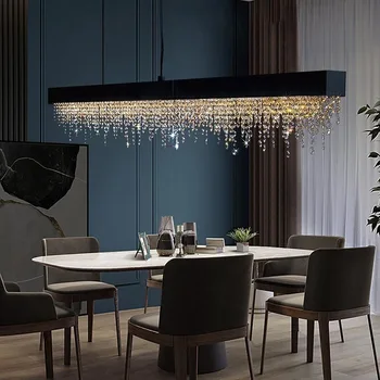 Окачен лампа за ресторант Villa от неръждаема стомана, италиански, лампа, луксозен кристална лампа K9, модерният и минималистичен дизайн, художествено осветление