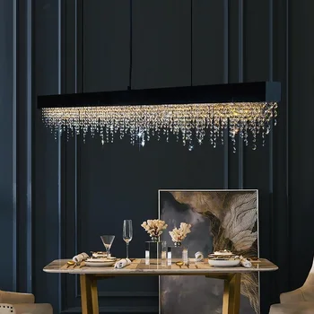 Окачен лампа за ресторант Villa от неръждаема стомана, италиански, лампа, луксозен кристална лампа K9, модерният и минималистичен дизайн, художествено осветление