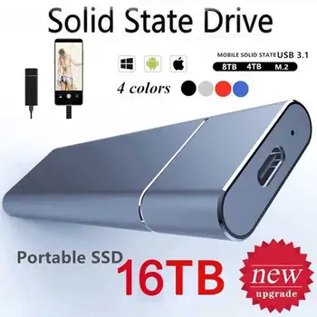 Оригинален SSD Външни Твърди Дискове 500 GB 1 TB И 2 TB 4 TB USB3.1 ДИСК, Преносимо Устройство за Съхранение на Мобилни Твърди Дискове за Мобилни телефони, Компютър