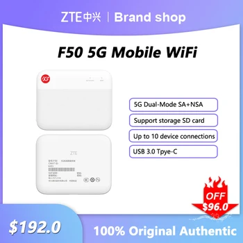 Оригинален ZTE F50 5G MiFi Мрежов Повторител на сигнала Sub-6 SA/НСА Външна Точка за достъп Джобен DL1.6 gb/s UL 225Mb/s WiFi Модем за sim-карти