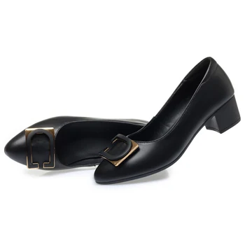 Офис обувки DIMANYU, дамски обувки за пътуване до работа, новост 2023 г., нескользящая дамски пролетно обувки на среден ток, по-големи размери 41, 42, 43, женски модел обувки