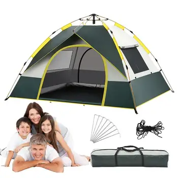 Плажна палатка, фамилна палатка на 2-3 човека, защита от ултравиолетови лъчи, 2 врати, водоустойчиви слънцезащитни палатки за къмпинг, пикник, на плажа, градина, улица